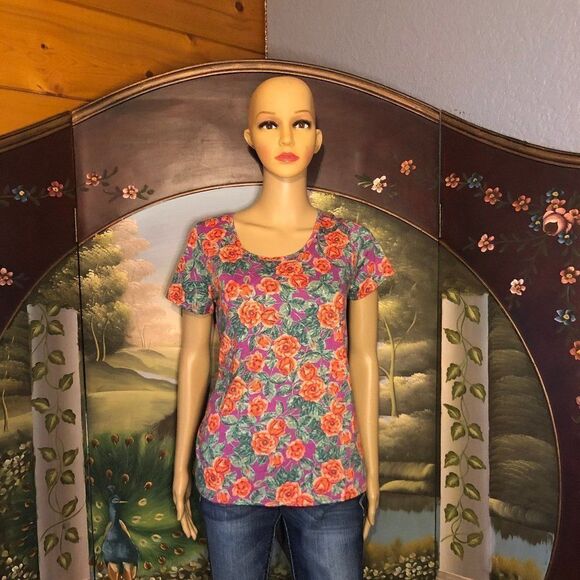LuLaRoe Floral s/s Tee-XS - Picture 1 of 5